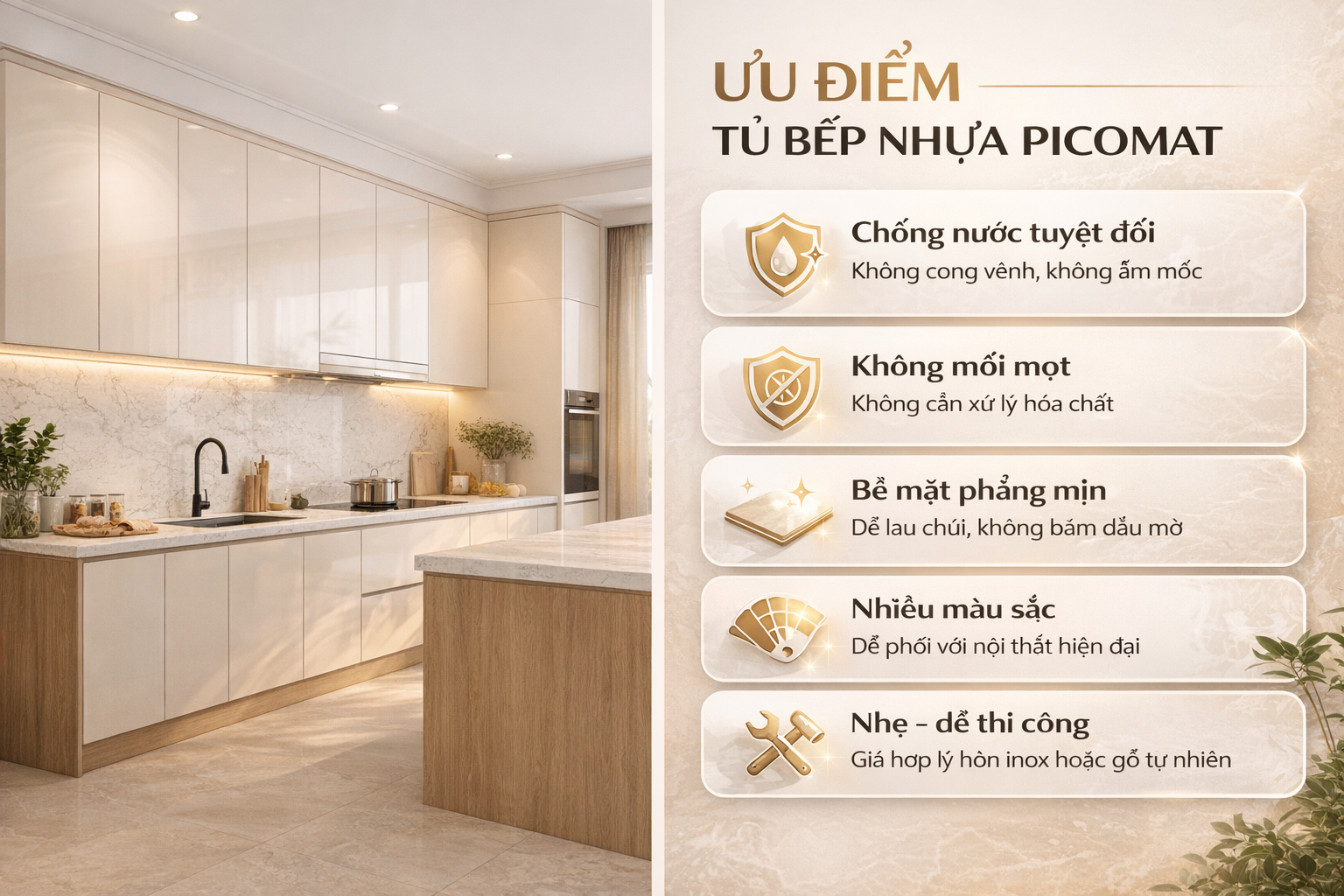 ưu điểm tủ bếp picomat