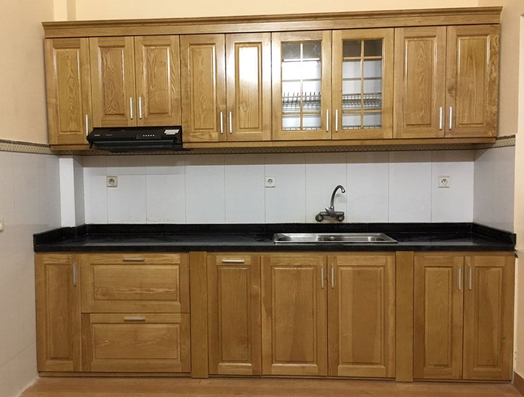 Tủ Bếp Inox Cánh gỗ sồi mỹ