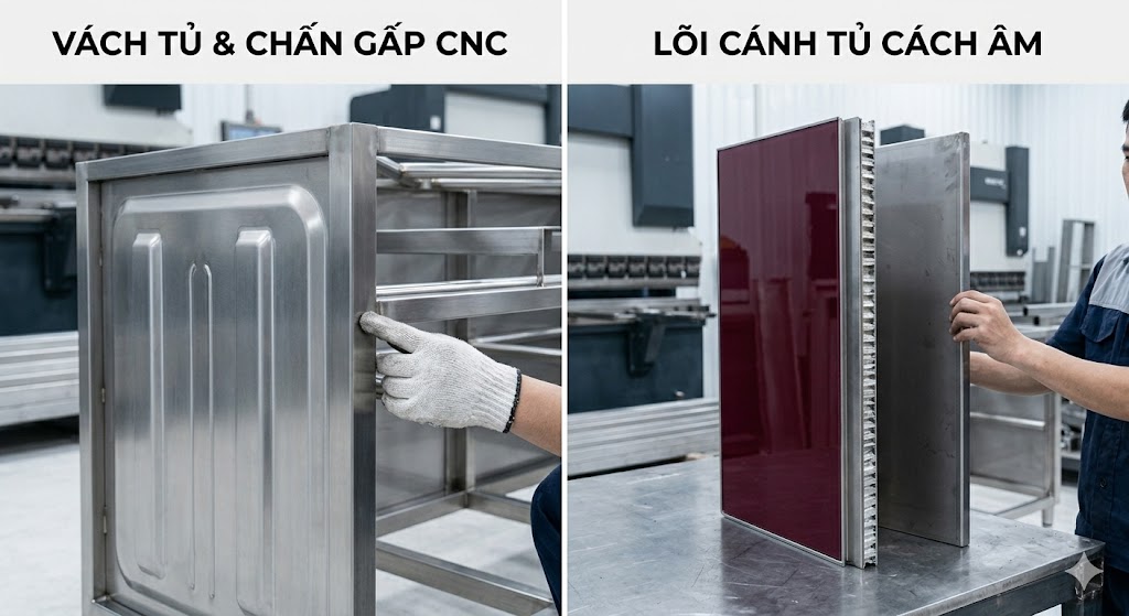 bên trong cánh tủ inox